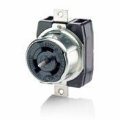 CS6369 California Style Grounding Locking Receptacle, 125/250 V AC, 50 A, 3 Poles, 4 Wires, Black