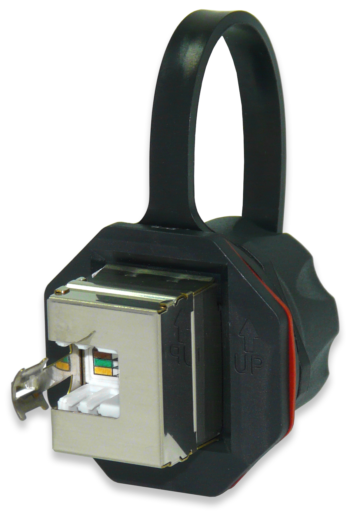 Cat 6 FTP Industrial IP67 Jack, Protective Cap, T568A/B