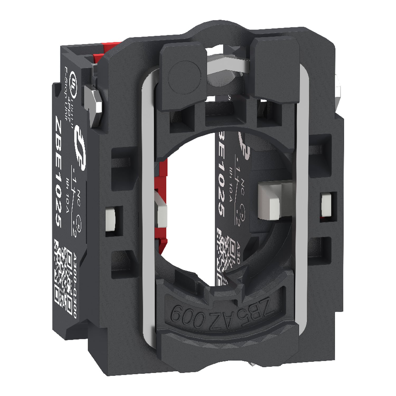 ZB5AZ1045 Harmony Standard Contact Block With Body/Fixing Collar, 22 mm, 2NC Contact, 10 A at 600 V AC Contact, Silver Alloy Contact