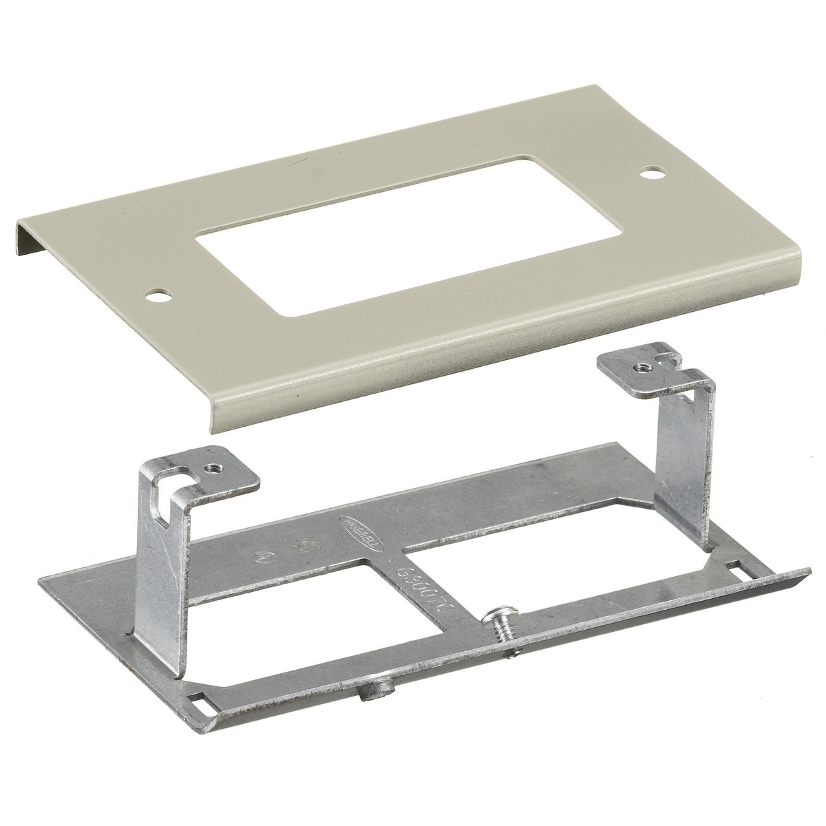HBL3048RIV HBL3000 Decorator/GFCI Rectangular Standard Receptacle Cover Plate, For Use With HBL3000 Series Metal Raceway, Rolled Steel, Ivory