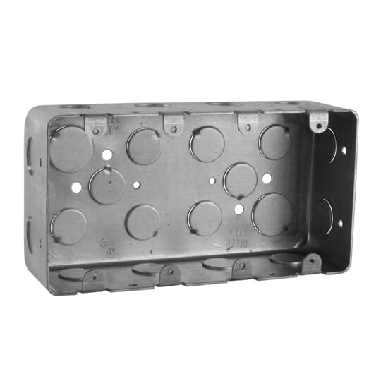 4G4D-1/2 Steel City Drawn Style Device Box, Steel, 58 cu-in Capacity, 4 Gangs, 3 Outlets, 6 Knockouts, 7-5/8 in L x 4 in W x 2-1/8 in H
