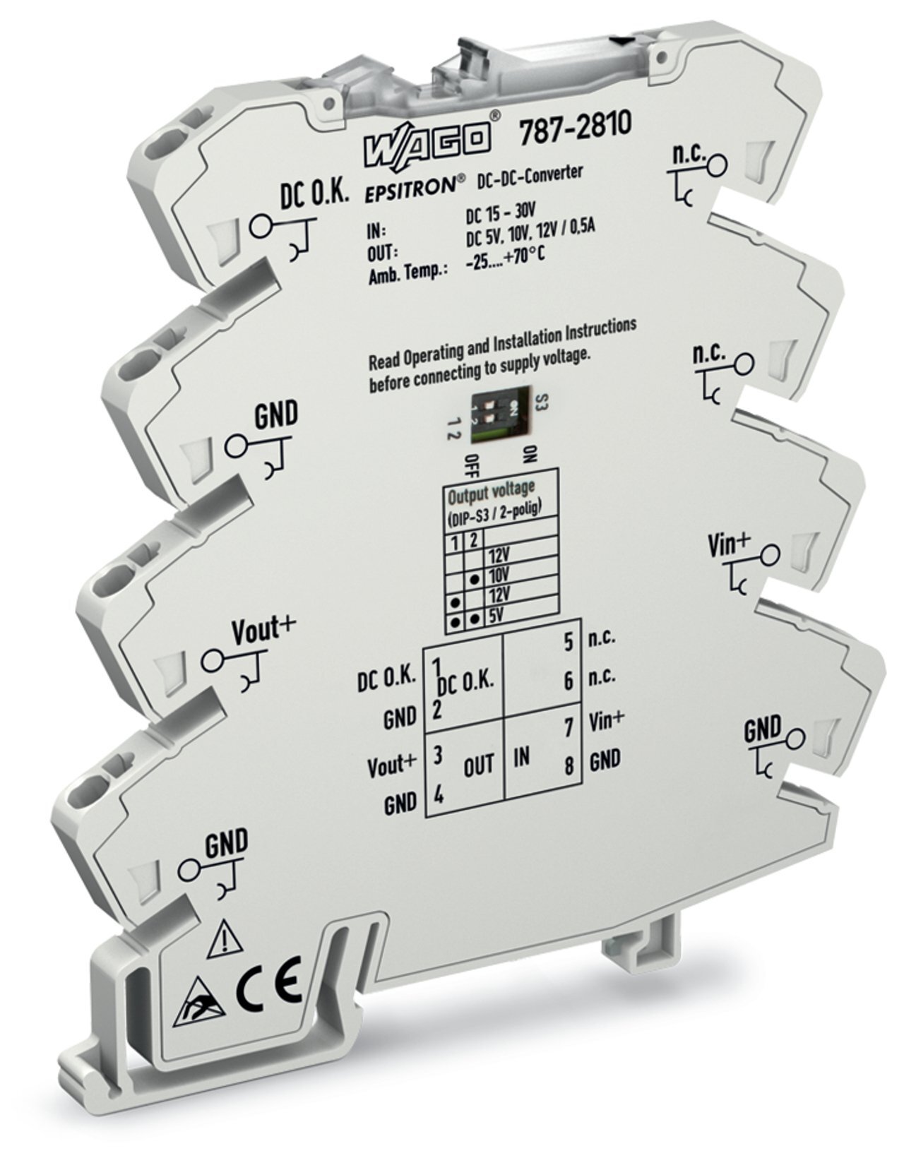 787-2810 787 DC/DC Converter, 24 V DC Input, 5, 10, 12 VDC Output, 0.5 A Input, 0.5 A Output