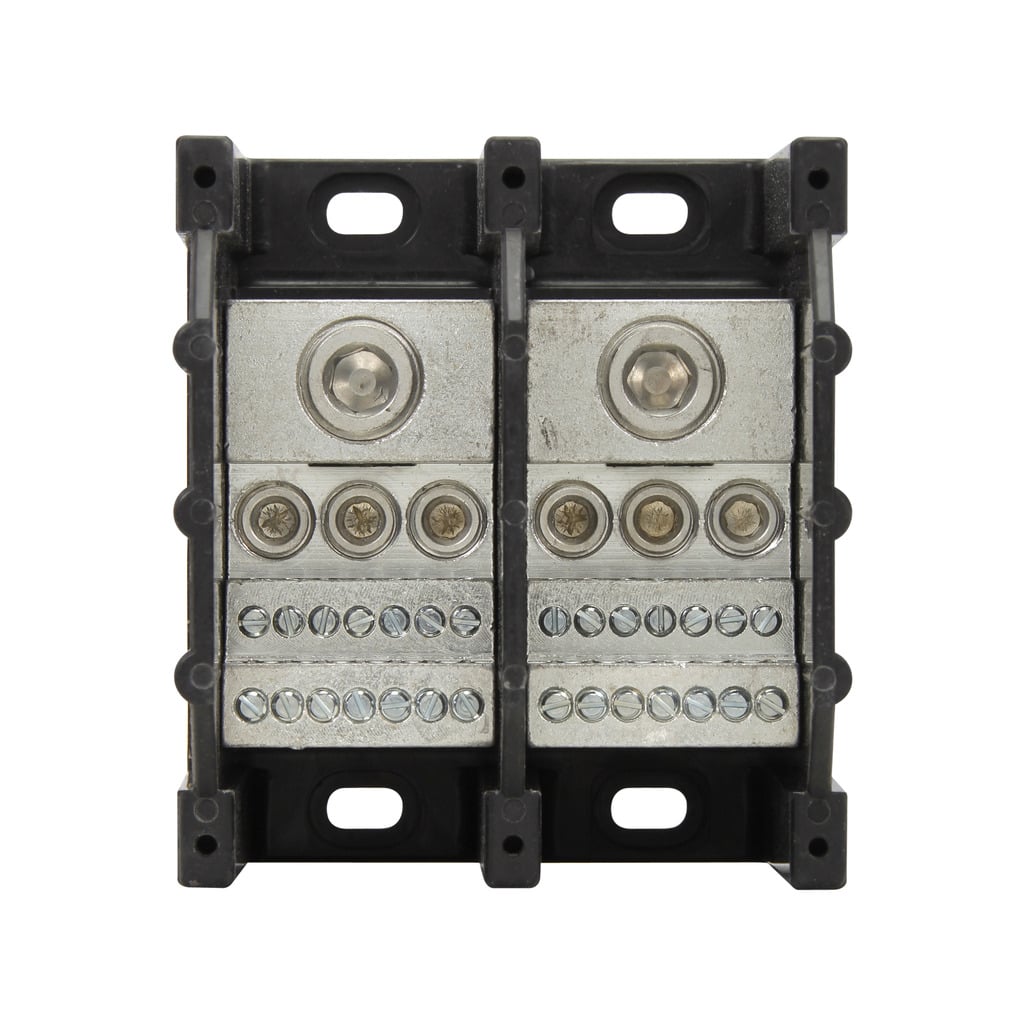 16373-2 Magnum Barrier Power Distribution Block, 600 V AC/DC, 310 A, 2 Poles, 6 AWG to 350 kcmil Cu/Al Line, (3) 14 to 1/0 AWG Cu/Al, (14) 14 to 10 AWG Cu, 10 AWG Al Load Wire, Thermoplastic