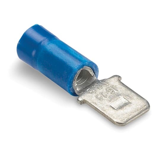 14RBD-187 Sta-Kon 187 Insulated Male Tab, 16 to 14 AWG Conductor, 0.187 in W x 0.032 in THK Tab, Brass/Copper, Blue