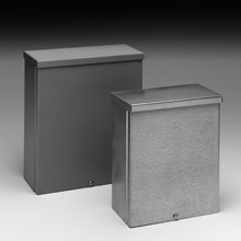 Type 3/3R junction boxes, 36" height, 12" length, 36" width, NEMA 3R, Screw cover, RTSCGV NK enclosure, Surface mounted, Medium single door, No knockout, Embossed thru holes, Galvanized steel