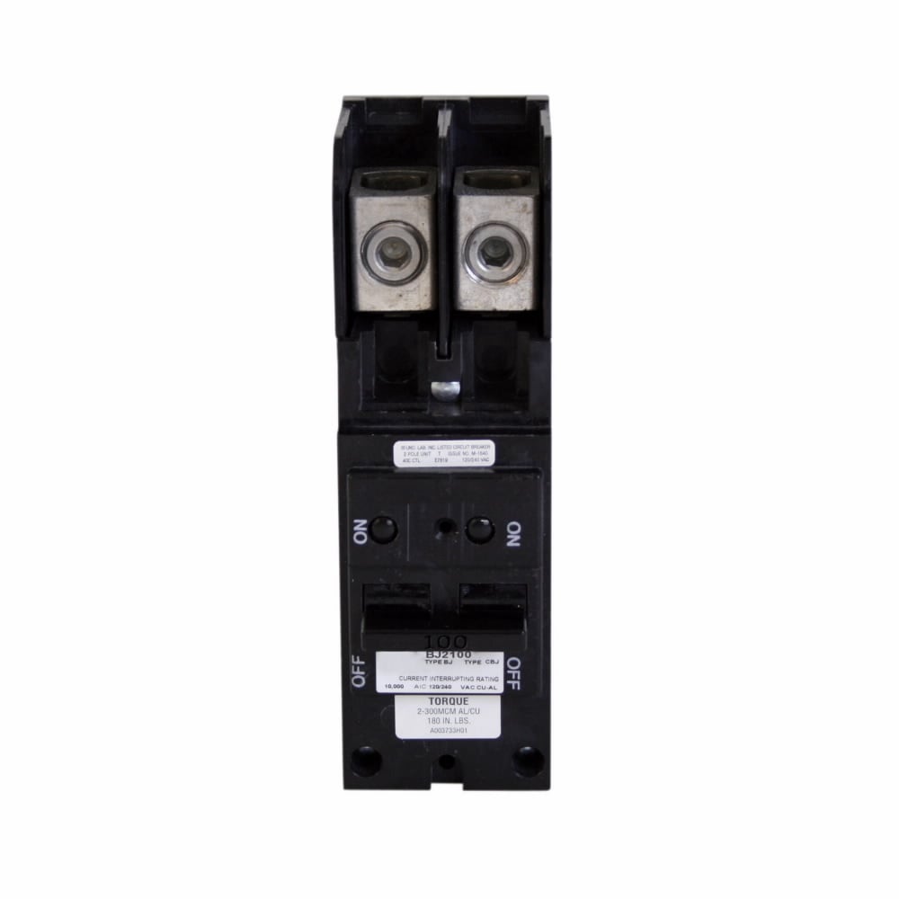 BJ2100 Type BJ Main Circuit Breaker, 120/240 V AC, 100 A, 10 kA Interrupt, 2 Poles
