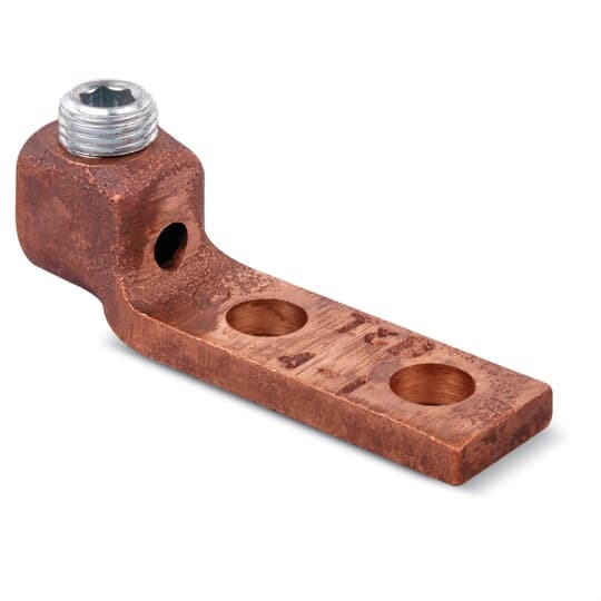 32009 Blackburn Locktite Mechanical Lug, 1 to 2/0 AWG Copper Conductor, 3/8 in Stud, 2 Bolt Holes, Copper
