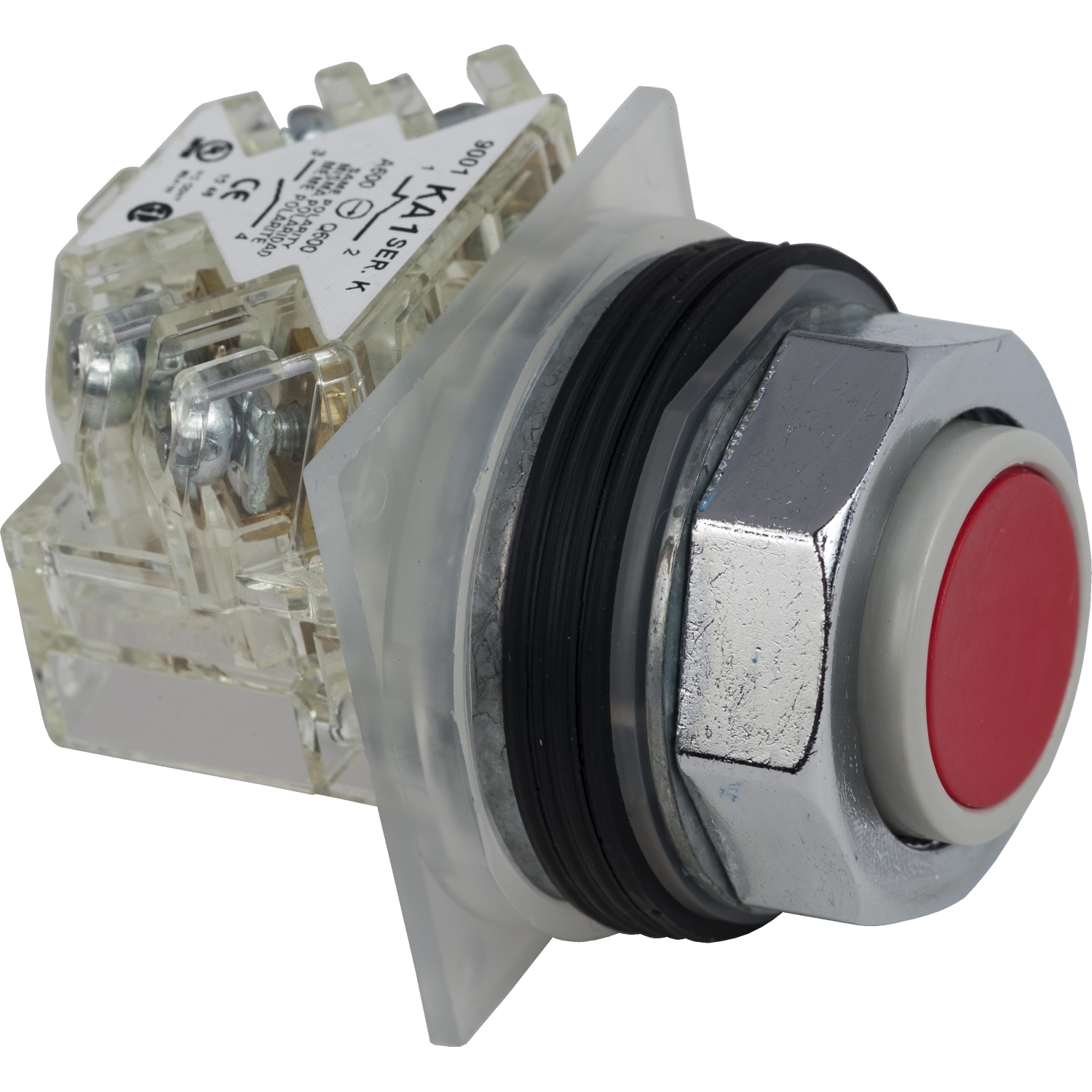 9001KR3RH13 Harmony Non-Illuminated Standard Type T-K Pushbutton, 30 mm, 1CO Contact, Red
