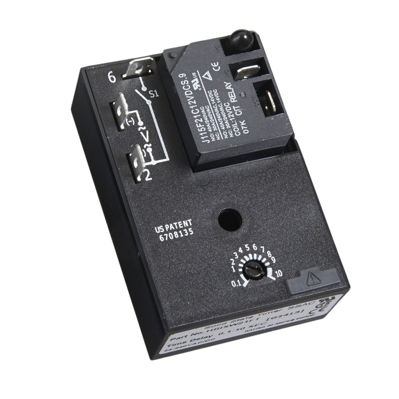 HRPSD12HI Fixed Time Delay Relay, 2 hr Setting, 12 to 48 V DC, 1 Form C SPDT Contact