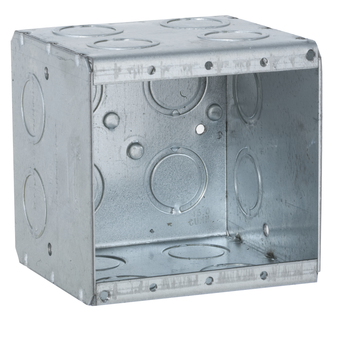696 Non-Gangable Masonry Box, Steel, 45 cu-in Capacity, 2 Gangs, 2 Outlets, 24 Knockouts