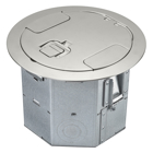 Hubbell Wiring Device Kellems, Floor and Wall Boxes, Round AFB Box, 4-Gang, 6.5" Depth, Nickel Cover