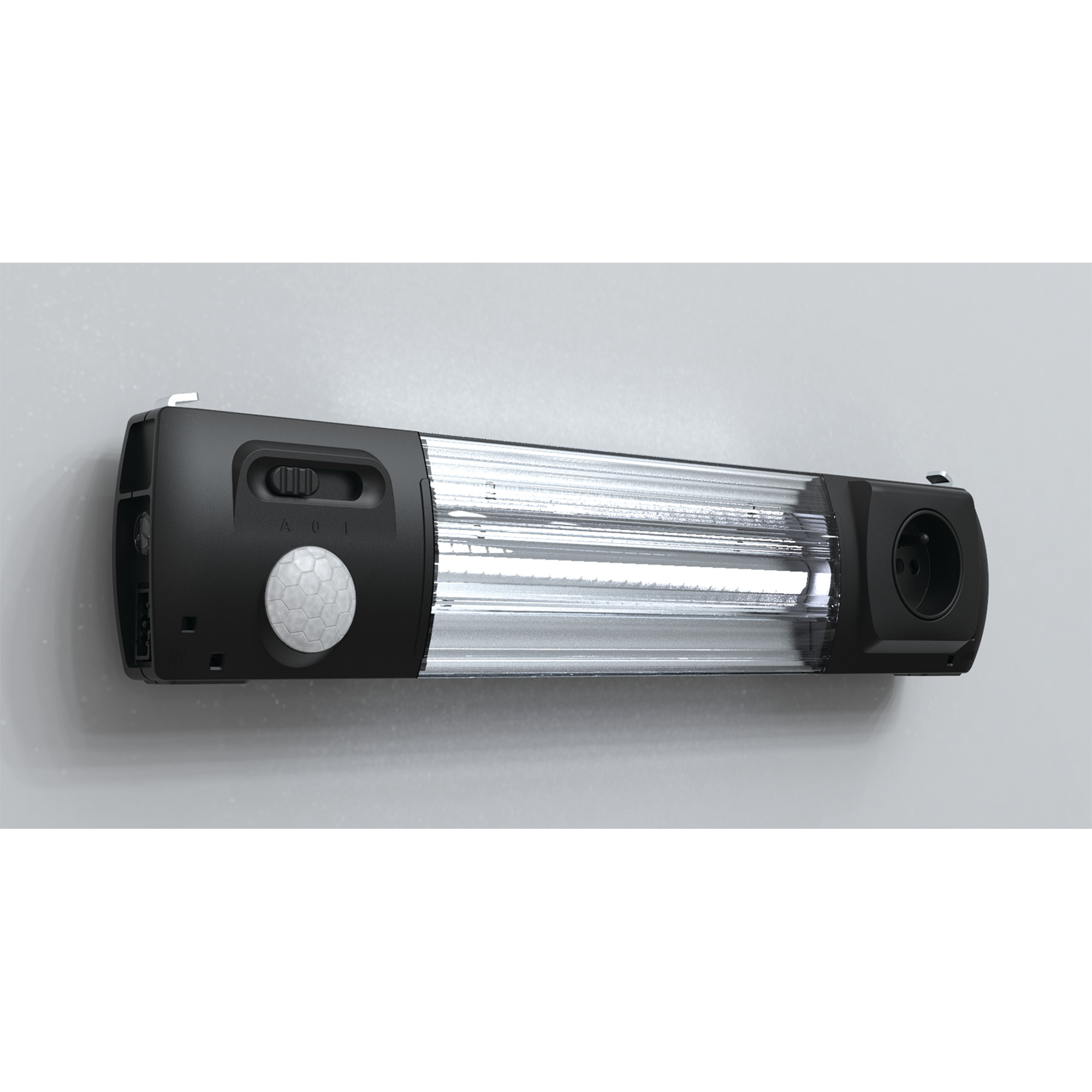 EL1200MS-US 3-Pole Infeed Through Wiring Enclosure Light With Motion Sensor, Socket, 100 to 125 V AC, Plastic