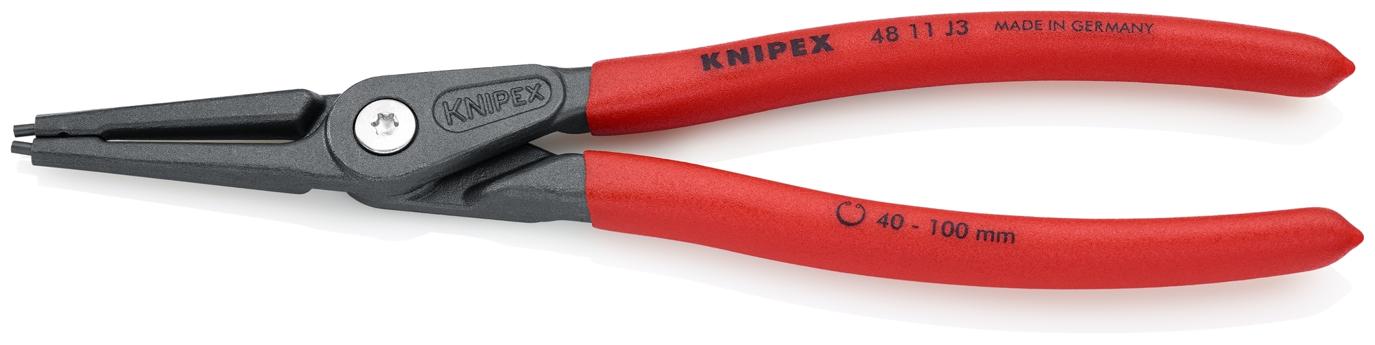 Internal Precision Snap Ring Pliers, 9 in., Non-slip plastic, 3/32 in. Tips, Bulk