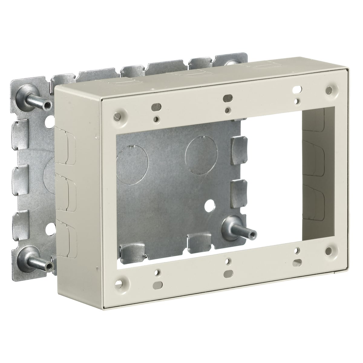 HBL57483IVA 3-Gang Combination Standard Raceway Box With 1/2 in NPT Knockout, 6.6 in L x 4.7 in W x 1.8 in H, Rolled Steel, Ivory
