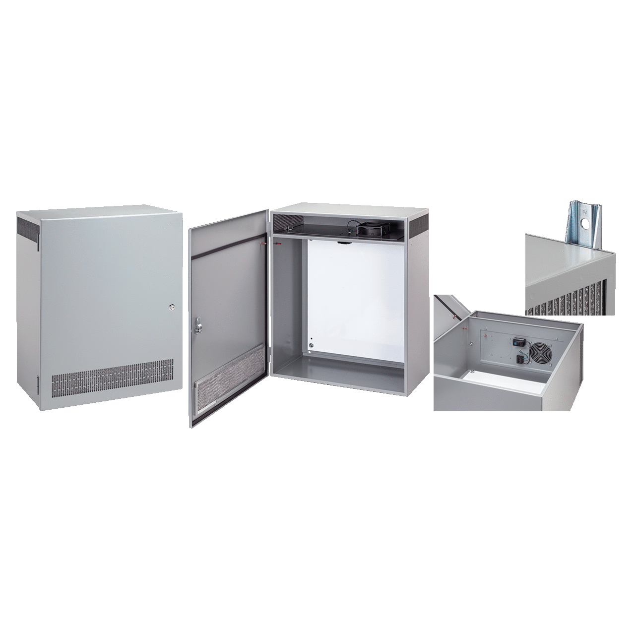 T1FLO T1F130LP A1DR Vented Enclosure With Fan, 34 in L x 24 in W x 12-3/4 in D, NEMA 1/IP20 NEMA Rating, Steel
