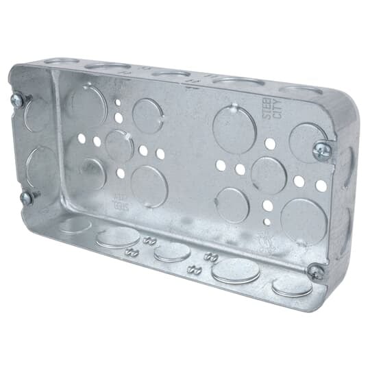3G-1/2-3/4 Steel City Drawn Style Gang Box, Steel, 58 cu-in Capacity, 3 Gangs, 3 Outlets, 24 Knockouts