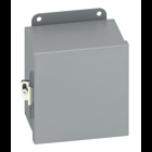 Eaton B-Line series JIC panel enclosure, 14" height, 6" length, 8" width, NEMA 12, Hinged cover, 12CHC enclosure, Wall mount, Small single door, External mounting feet, Carbon steel, Seamless poured in-place gasket