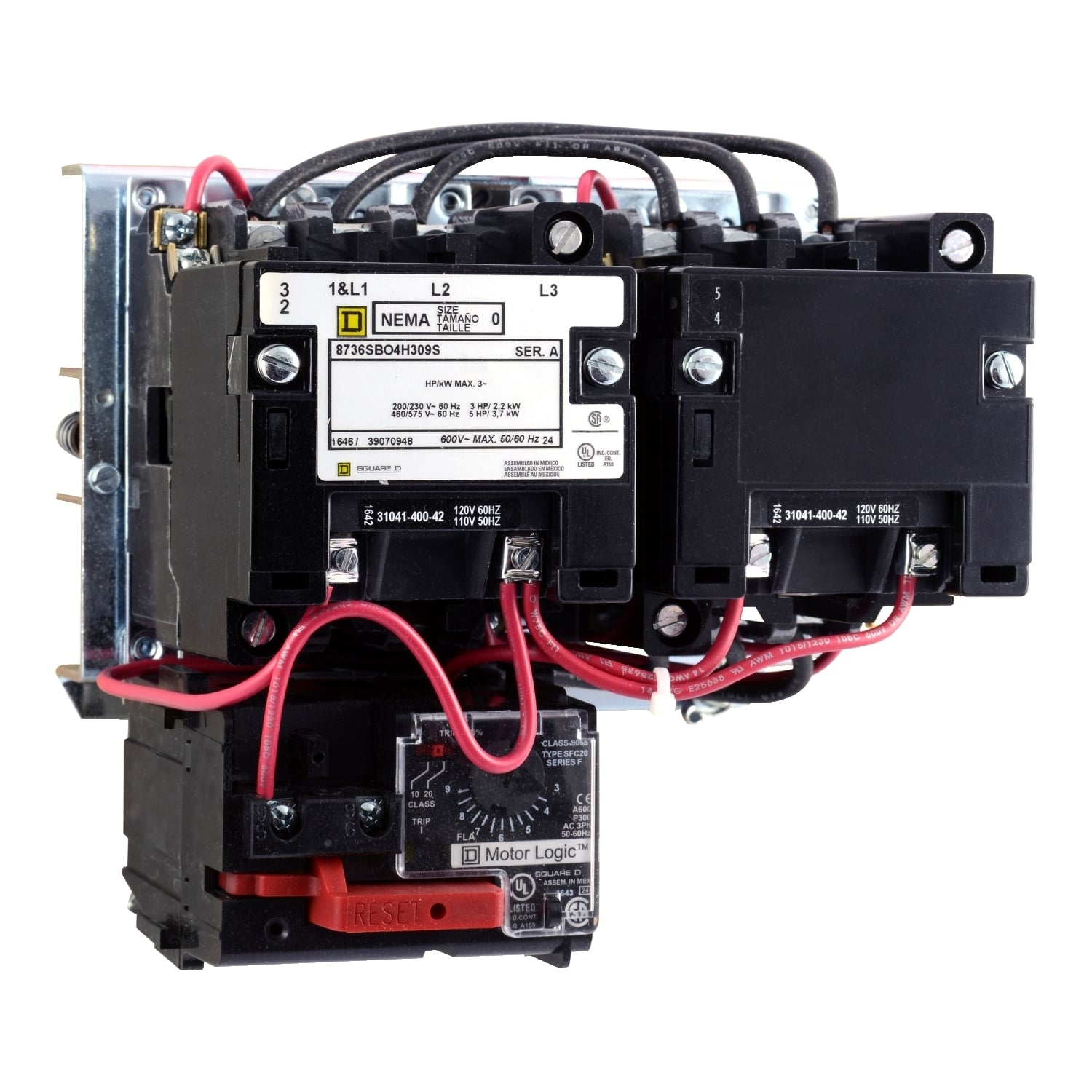 8736SCO8V02H30S Type S Magnetic Starter, 110 VAC at 50 Hz/120 VAC at 60 Hz V Coil, Reversing Action, 3 Poles, Open Enclosure