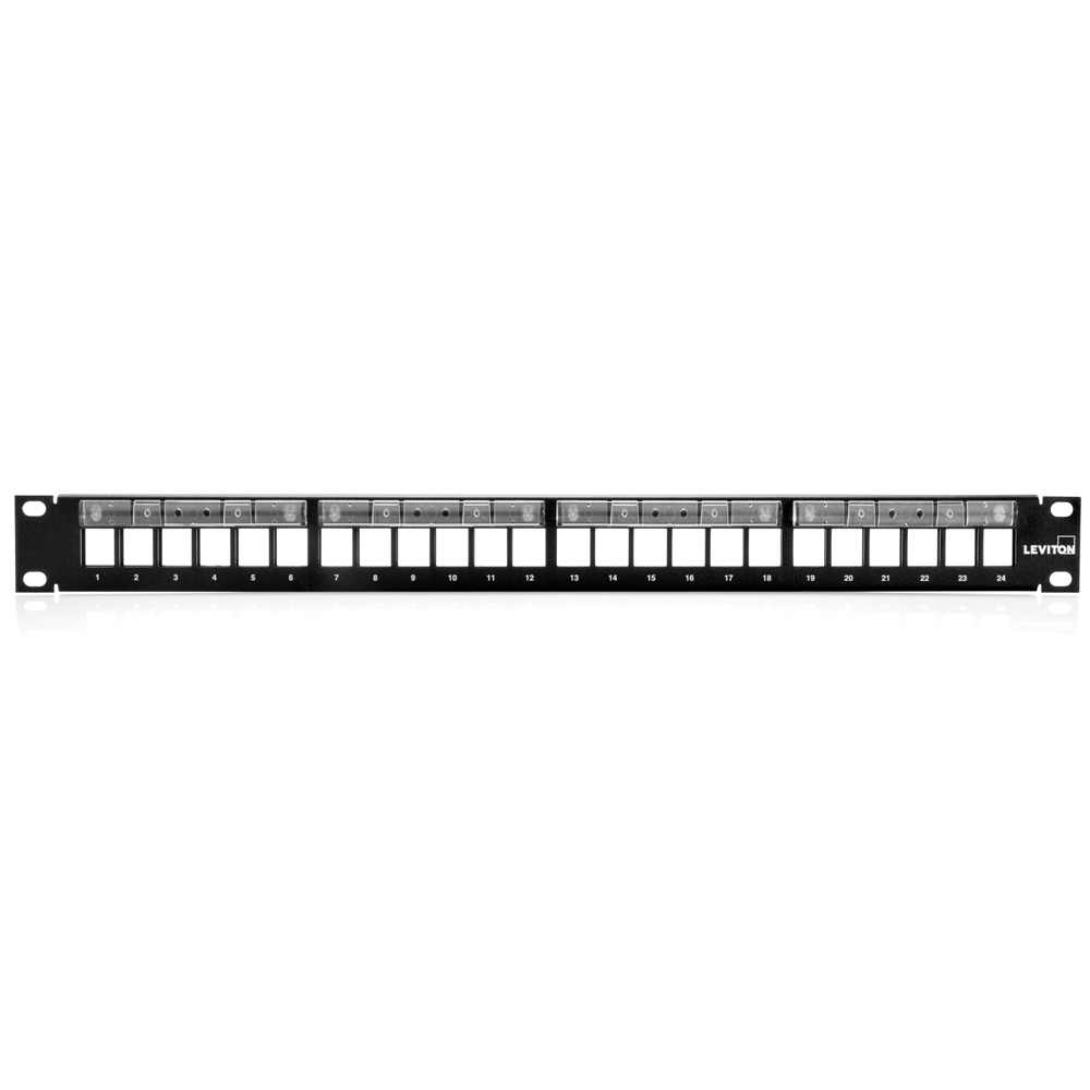 49255-L24 QuickPort 1-RU Flat Patch Panel With Magnifying Lens Label Holder, 24 Ports, Steel