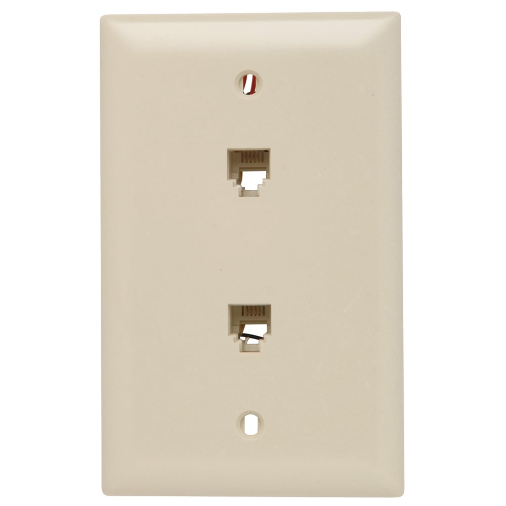 TPTE2-I TP Series Standard Vertical Phone Wallplate With Wallplate, 2 Gangs, 6 in L x 2-15/16 in W, Thermoplastic, Box Mount