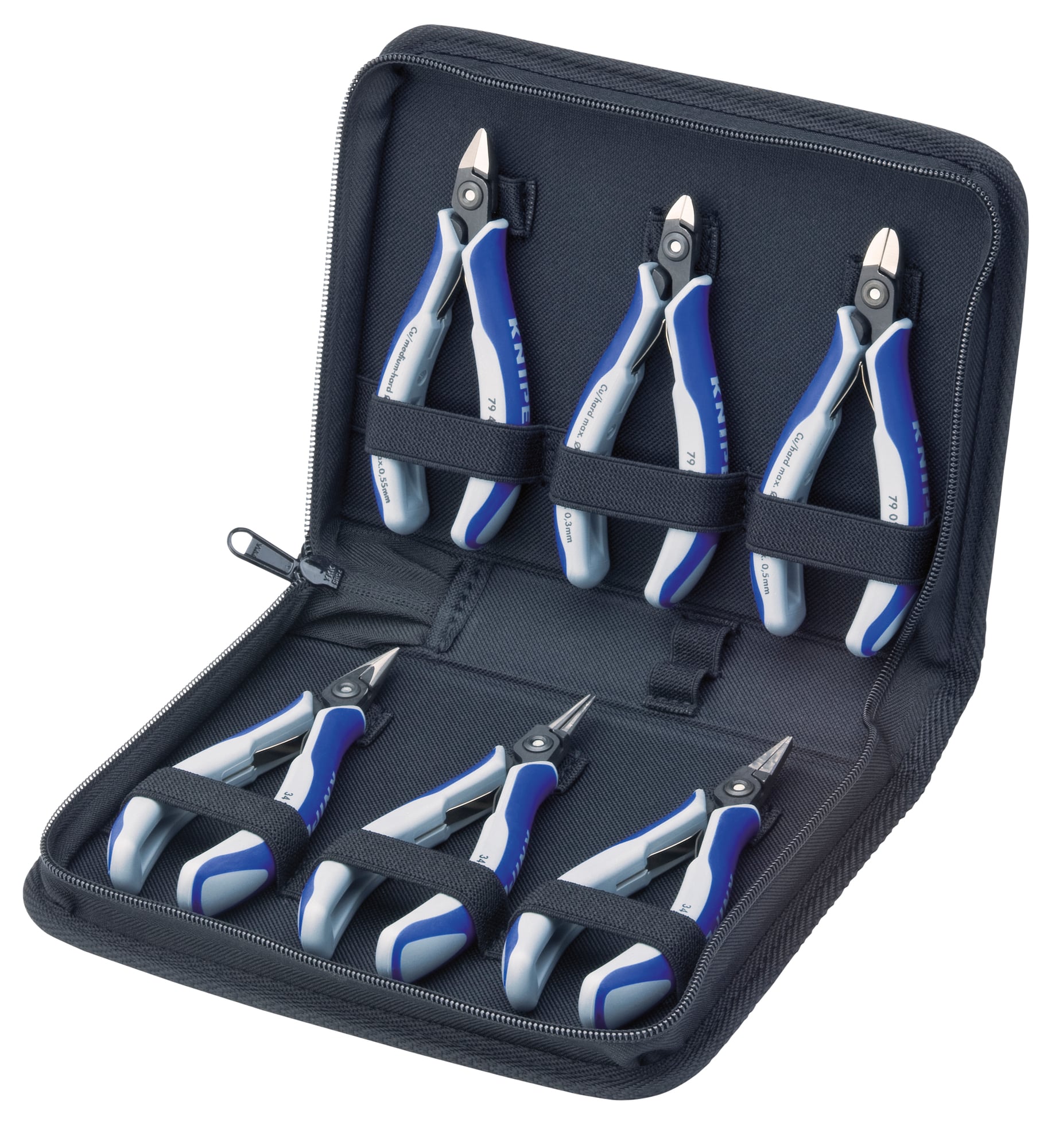 6 Pc Precision Electronics Pliers Set in Zipper Pouch, Multi-component