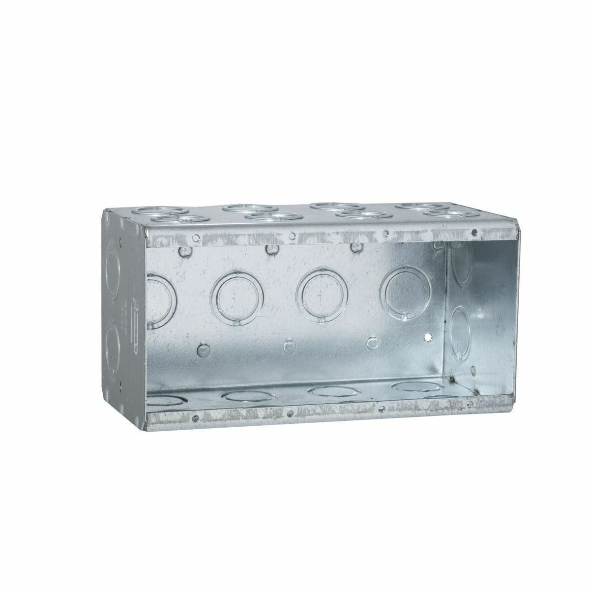 698 Non-Gangable Masonry Box, Steel, 89.8 cu-in Capacity, 4 Gangs, 4 Outlets, 34 Knockouts