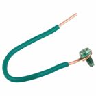 Grounding Pigtails, #12 6in Solid insulated copper wire, captive 4-waycombohead green dye finish ground screw one end (25 pc. Bundles)