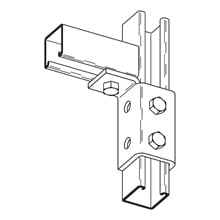 B268LZN Left Hand Single Corner Wing Fitting, 5 Holes, 3-1/2 in W, For Use With Wing, Strut and BF Fittings, Steel