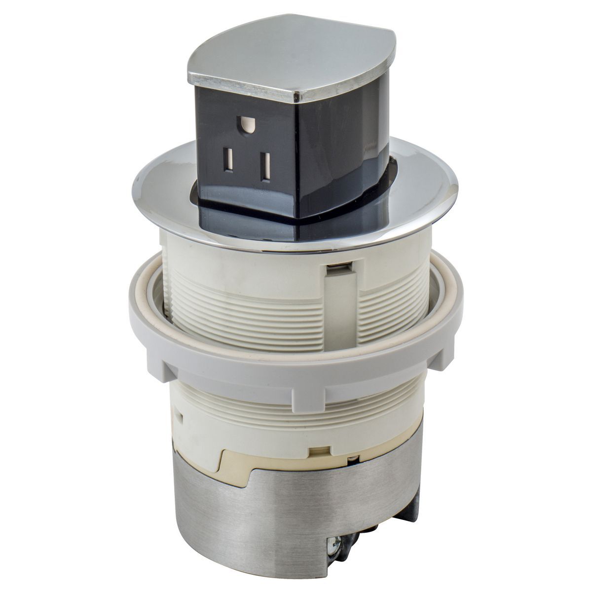 RCT200CH Pop-Up Surface Standard Sized Tamper Resistant Countertop Receptacle, 1 Gangs, 4 in Dia Cover, Composite