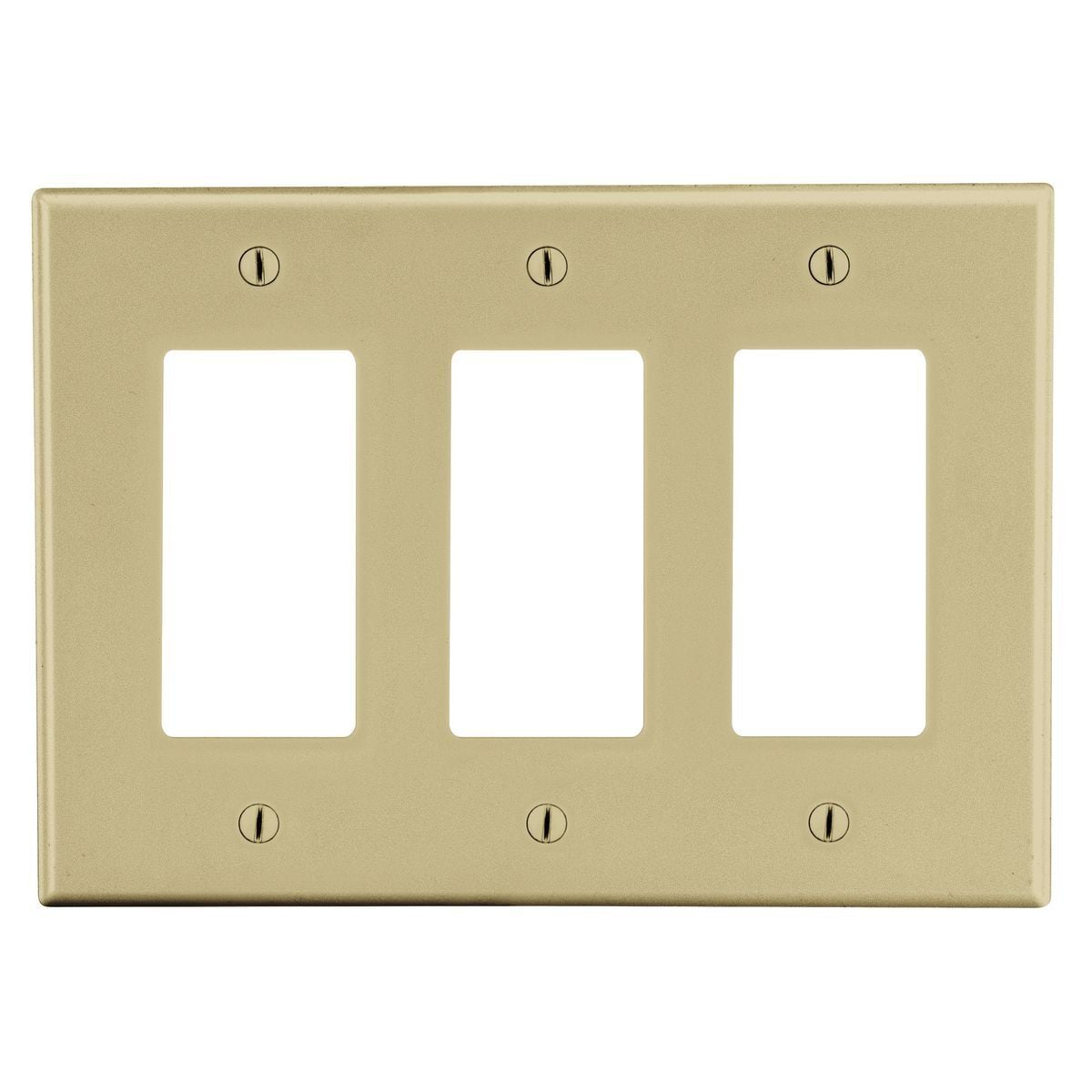 PJ263I Mid-Size Wall Plate, 3 Gangs, 6.75 in W x 4.94 in H, Polycarbonate Thermoplastic, Ivory