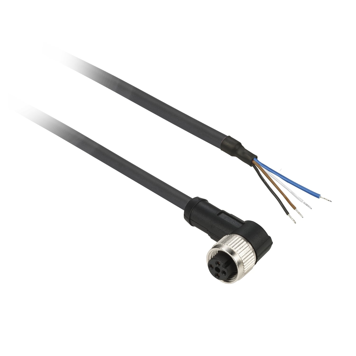 XZCP1041L10 OsiSense XZ Screw-On Pre-Wired Connector, 60 VAC, 75 VDC, 4-Pin M8 Jack End Connection, 10 m L, 0.34 sq-mm Conductor, PUR