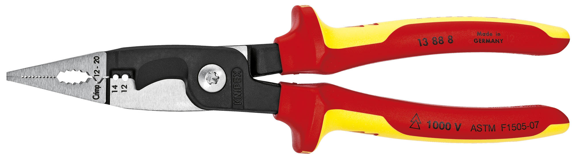 6-in-1 Electrical Installation Pliers 12 and 14 AWG-1000V Insulated, 8 in., Multi-Component, ASTM