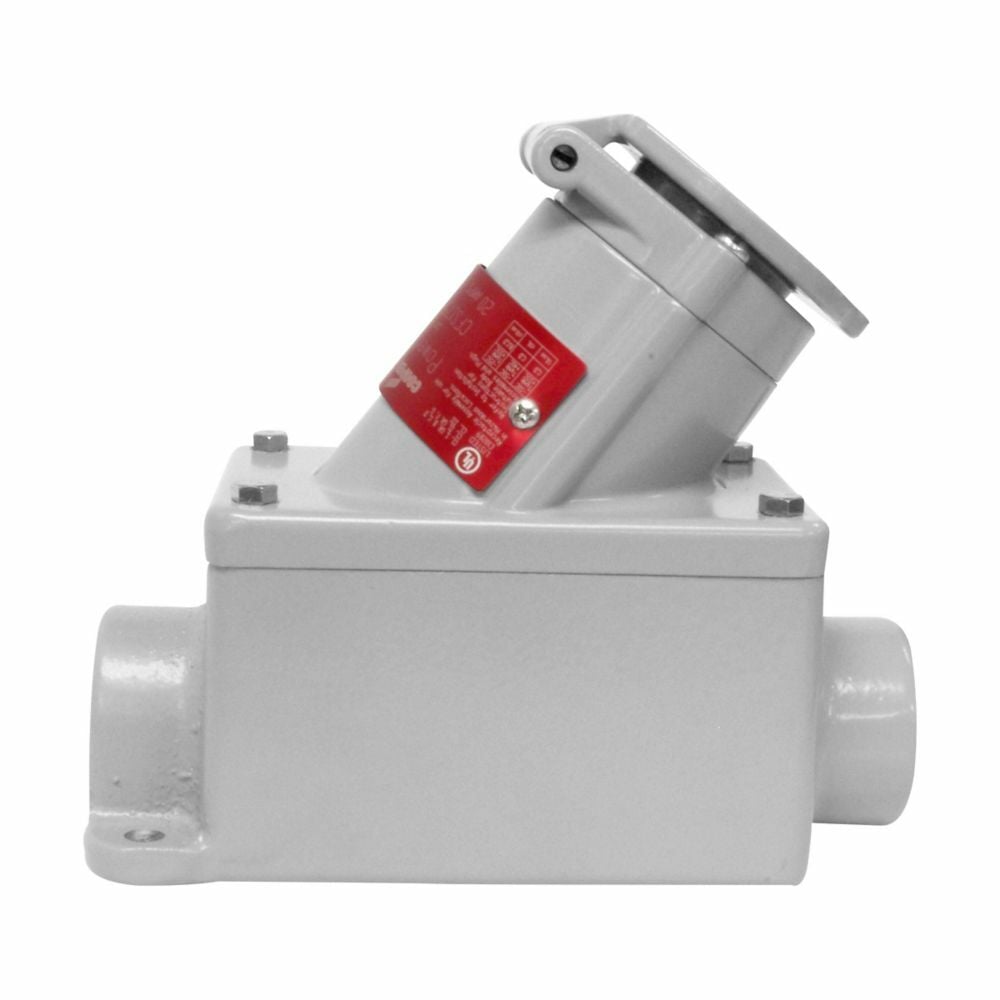 CFSC175-2023-M15 PowerGard 3-Phase 1-Gang Feed-Through Receptacle Assembly With Mounting Box, 125 VAC, 20 A, 3 Poles, 2 Wires, Gray
