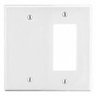 Hubbell Wiring Device Kellems, Wallplates and Box Covers, Wallplate,Non-Metallic, 2-Gang, 1) Decorator 1) Blank, White