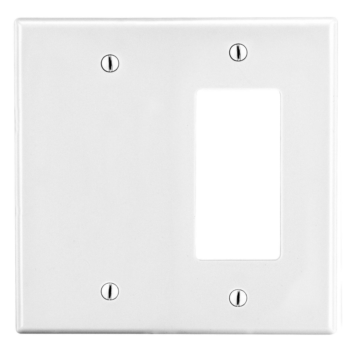 P1326W Non-Metallic Standard Wall Plate, 2 Gangs, 4.69 in W x 4.63 in H, Polycarbonate Thermoplastic, White