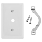 Hubbell Wiring Device Kellems, Wallplates and Box Covers, Wallplate,Nylon, 1-Gang, .406" Opening, Strap Mount, Light White