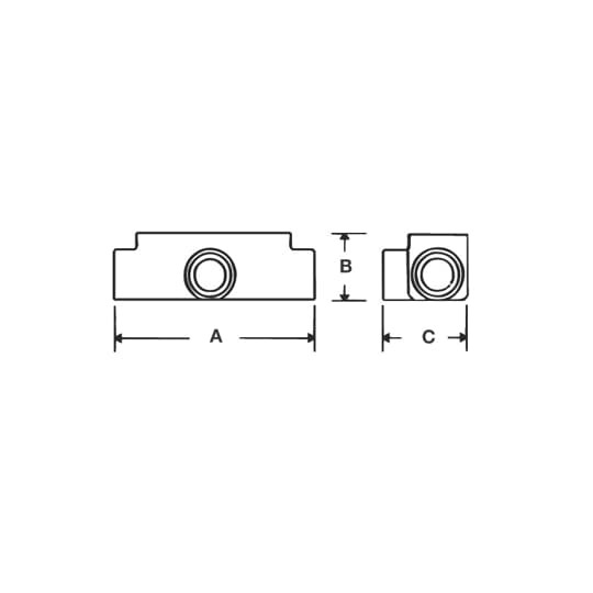 CITA-1/2 Iberville Type T Conduit Body, 1/2 in Hub, Cast Aluminum