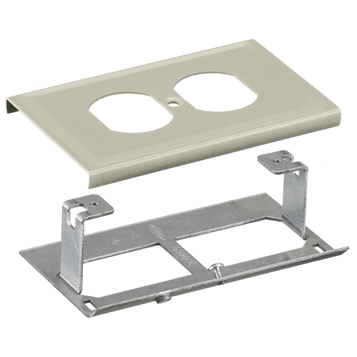 HBL3043BEIV HBL3000 Duplex Outlet Standard Receptacle Cover Plate, For Use With HBL3000 Series Metal Raceway, Rolled Steel, Ivory
