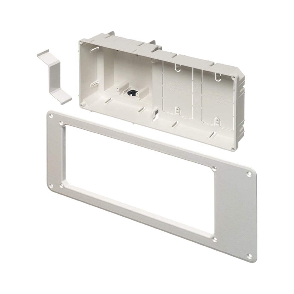 TVB613BL Non-Metallic Recessed Electrical Box With Trim Plate, Plastic, 26 cu-in Capacity, 4 Gangs, 7 in L x 17 in W x 3.88 in H