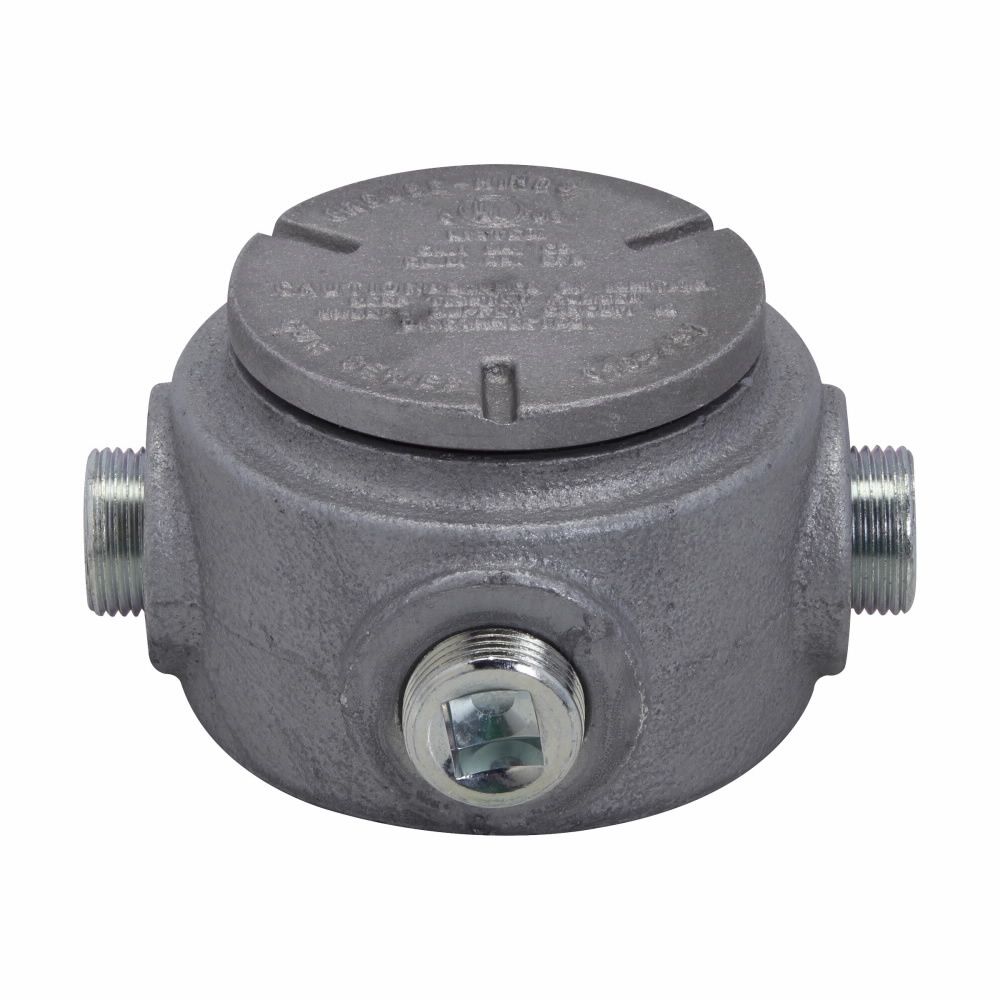 GUR2 Condulet Type XA Round Raintight Conduit Outlet Box With Cover, 3/4 in, 3.12 in Cover Opening, 12.5 cu-in Capacity, Electro-Galvanized