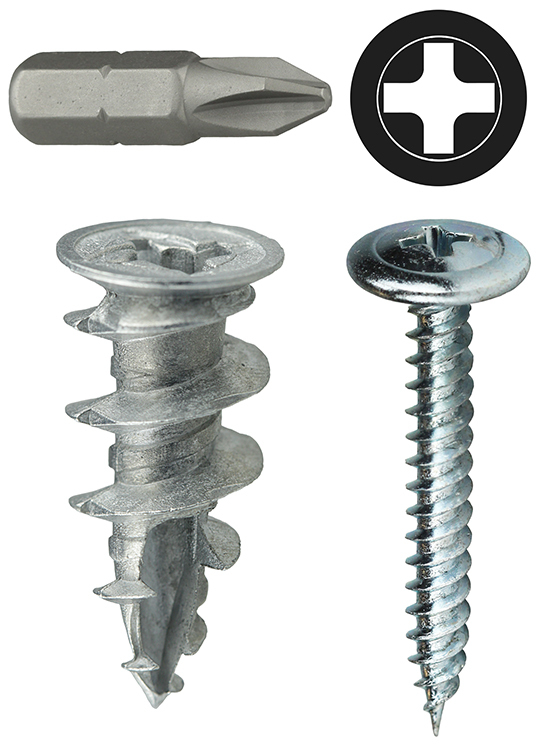 WDK8W Wall Board Anchor Kit, 50 Pieces, Zinc