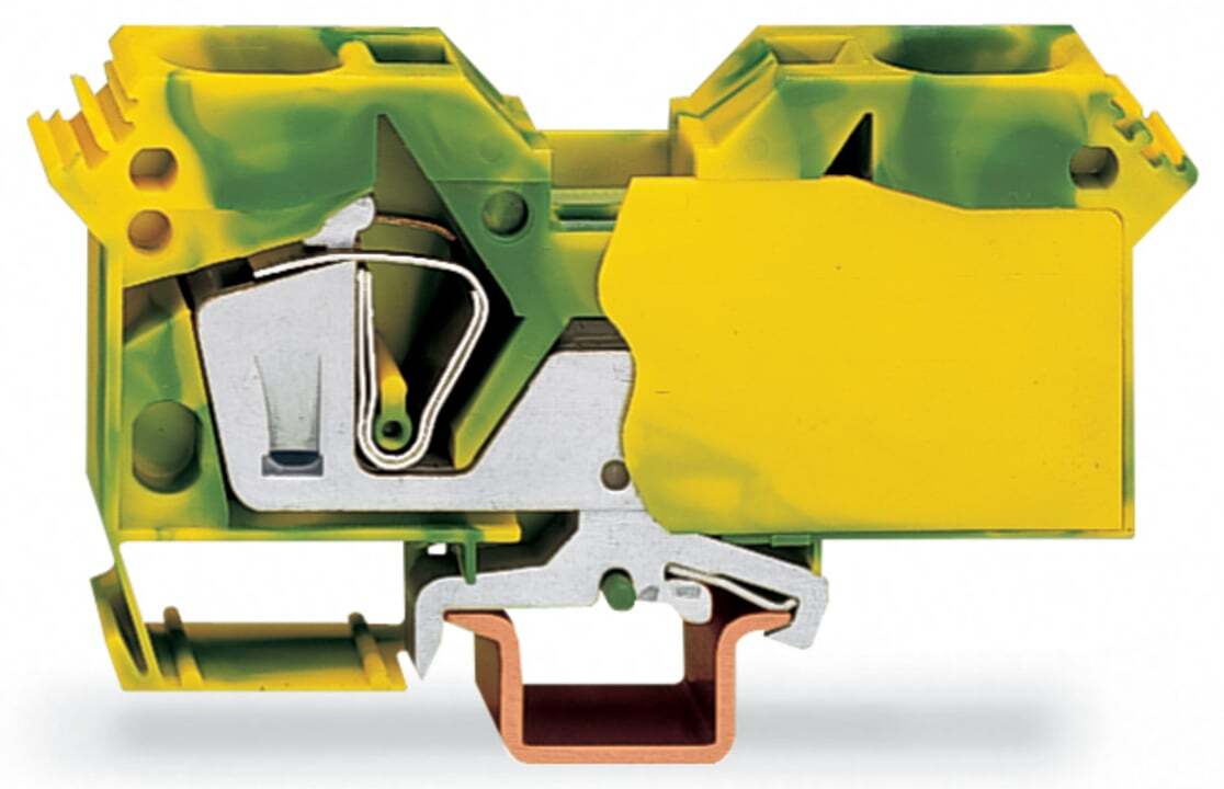 285-607 Operating Tool Ground Terminal Block, 8 to 2 AWG Wire, 1 Poles, DIN Rail Mount