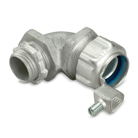 5356GR T&B External Bonding Insulated Grounding Connector, 1-1/2 in Trade, 90 deg, Malleable Iron, Chromate Coated/Electro-Zinc Plated