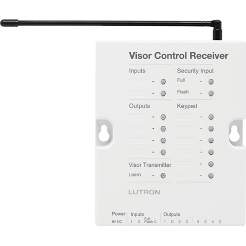 RR-VCRX-WH RadioRA 2 Car Visor Receiver Unit for RA3 Systems with 9V DC Adapter, Contact Closure Inputs/Outputs, White