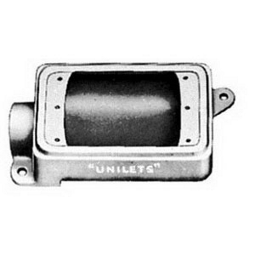 FD-1-75L-A Unilets Type FD Deep Heavy Duty Device Box With Internal Ground Screw, Aluminum, 25 cu-in Capacity, 1 Gangs, 1 Outlets, 1 Knockouts, 5.22 in H x 2.81 in W x 2.69 in D