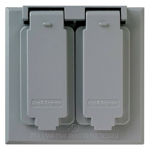 CA82G 2-Gang Cast Weatherproof Cover, 2 Duplex Receptacle, Gray