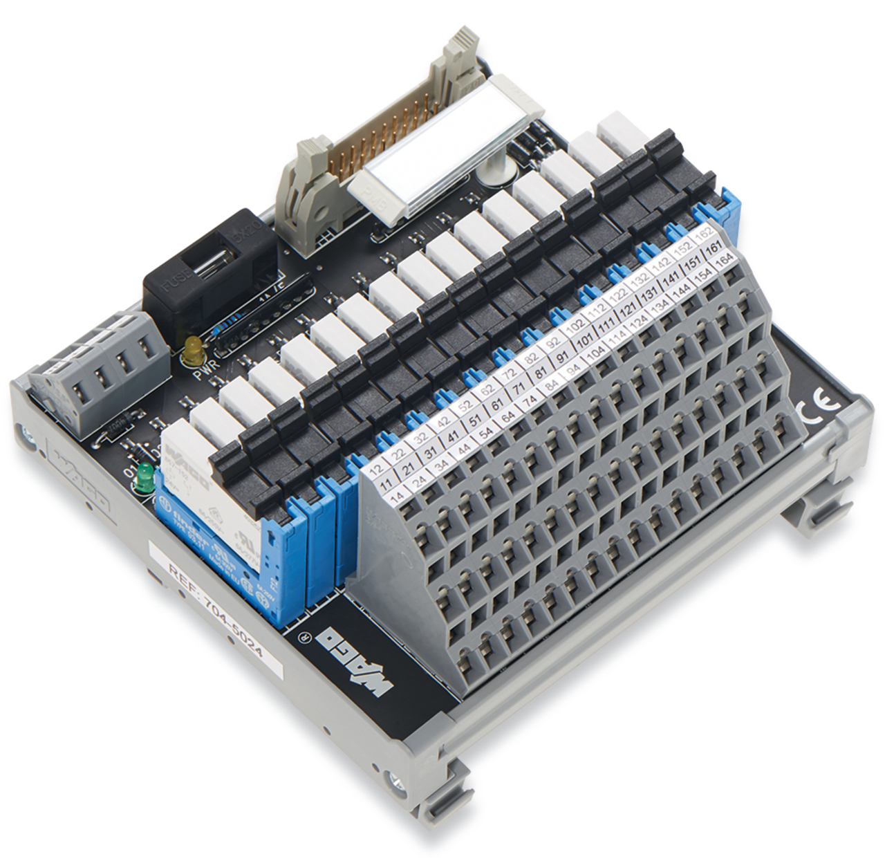 704-5024 Triple-Deck Interface Module, 24 V DC, 28 to 12 AWG Wire, 20 Poles, DIN Rail Mount