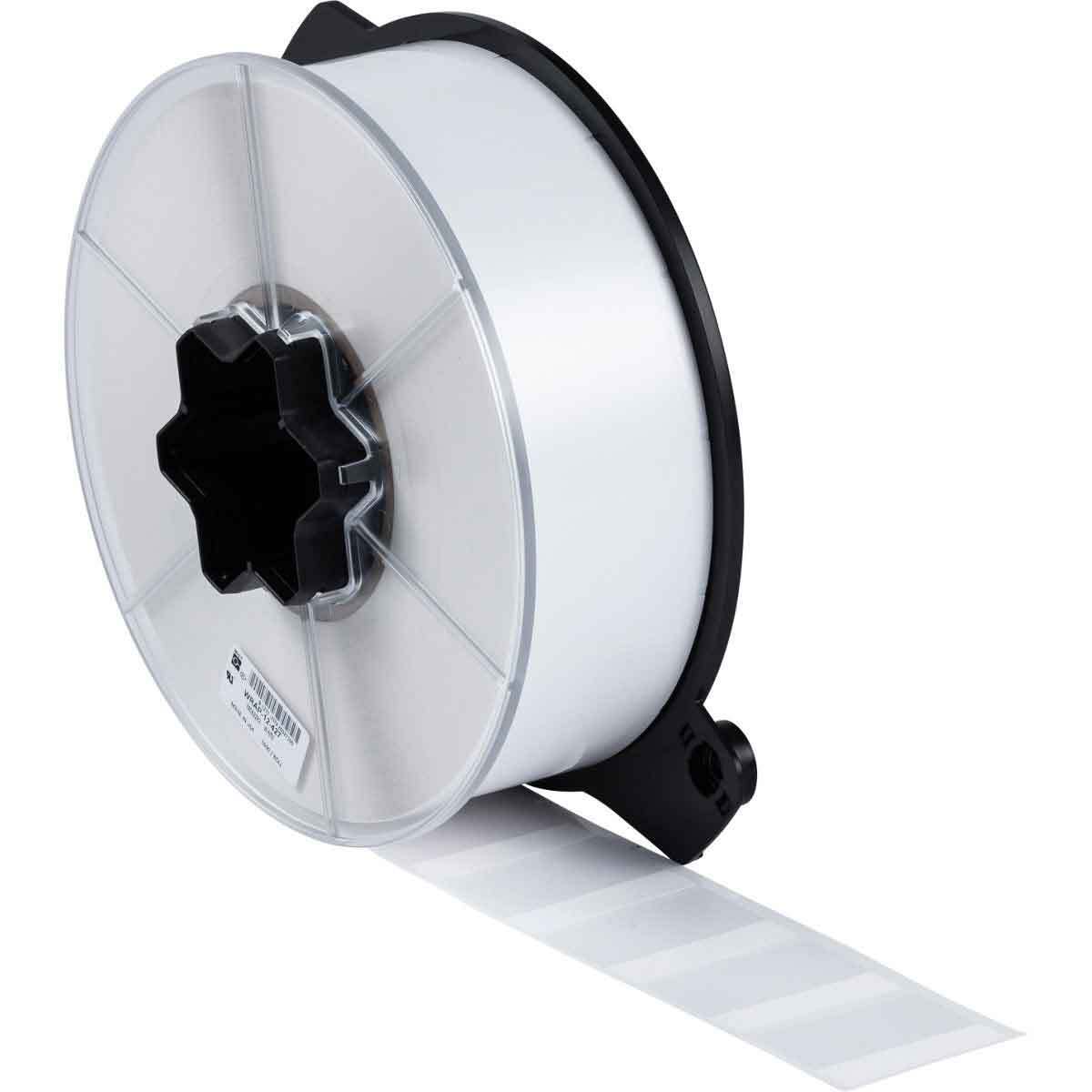 WRAP-12-427 Wraptor Rectangular Self-Laminating Printer Label, 1-1/2 in L x 2 in W, Clear/White, B-427 Vinyl