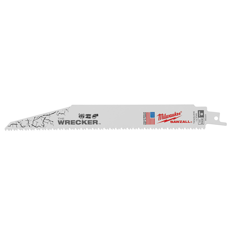 48-00-5706 Sawzall The Wrecker Demolition Straight Back Reciprocating Saw Blade, 9 in L x 1 in W, 8 TPI, Bi-Metal Body, Universal/Toothed Edge Tang