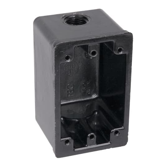 FSC-12 Carlon Non-Metallic Weatherproof Outlet Box, 16 cu-in Capacity, 1 Gangs, 2 Outlets, 1 Knockouts, 4-7/16 in L x 1-25/32 in W x 2-9/16 in D